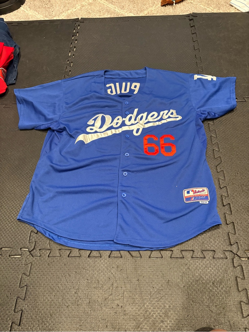 Majestic Authentic Collection Los Angeles Dodgers Mesh Jersey #66 Puig Size 54